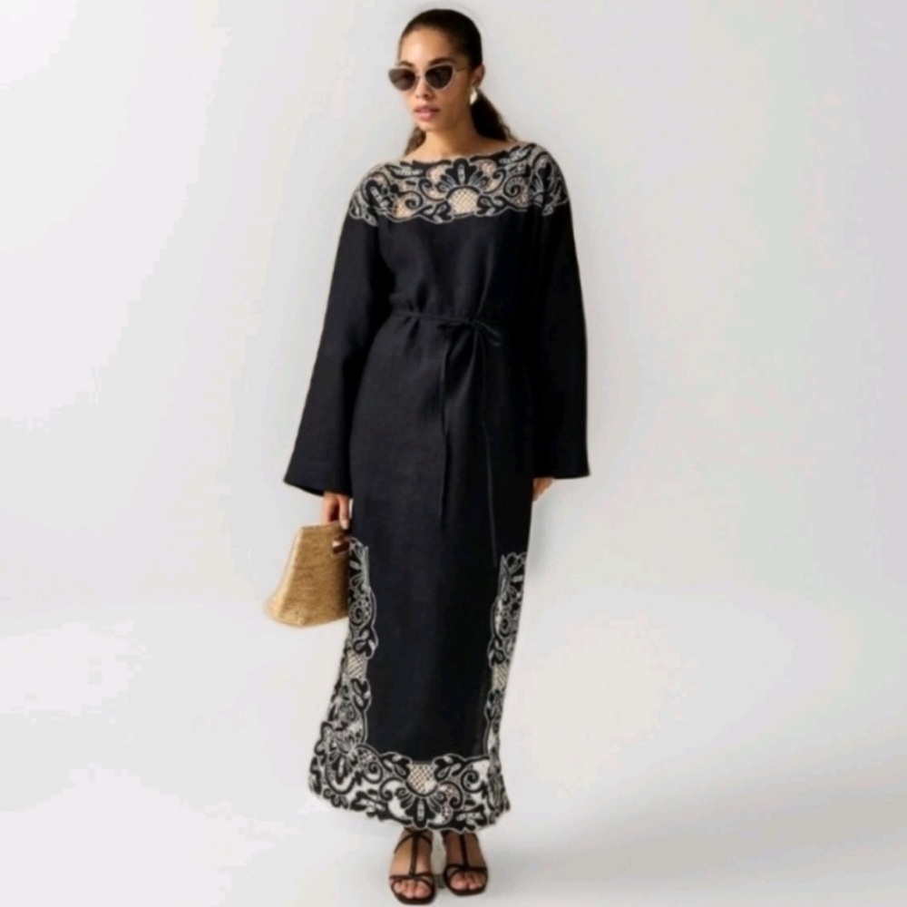 J. Crew Linen Cutwork Maxi Dress NEW NWT